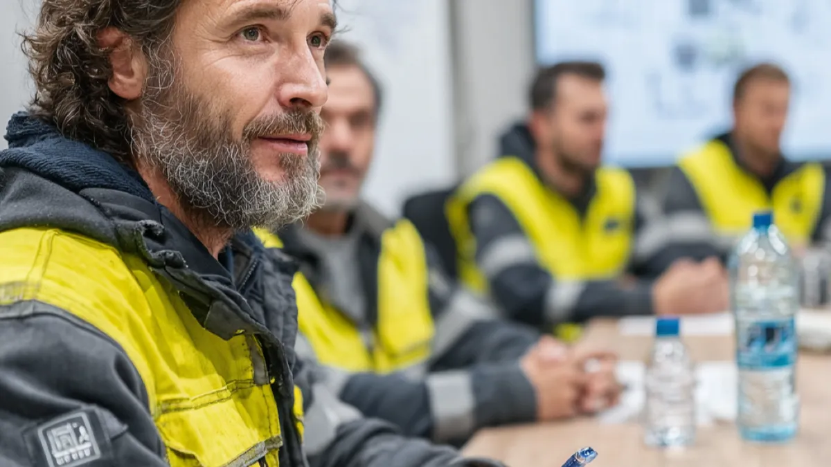 Session de formation habilitation électrique EYNOR, apprenants en EPI autour d'un formateur